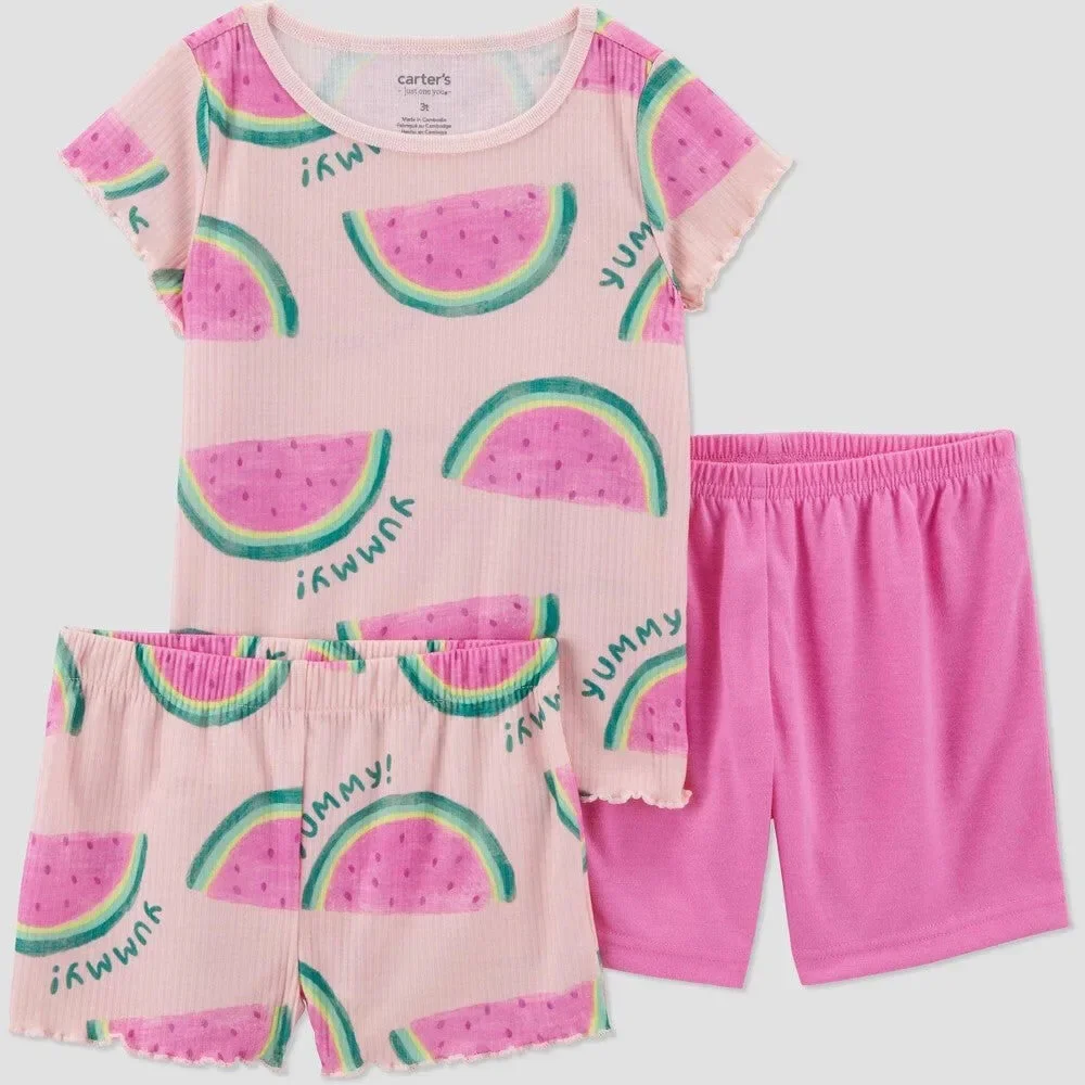 Carter's Toddler Girls' 3pc Watermelon Pajama Set 12M Pink